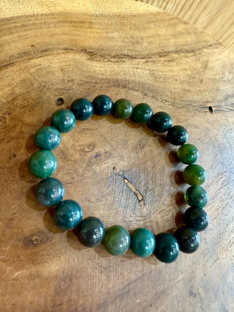 Bracelet en Agate lichen ou mousse 10mm