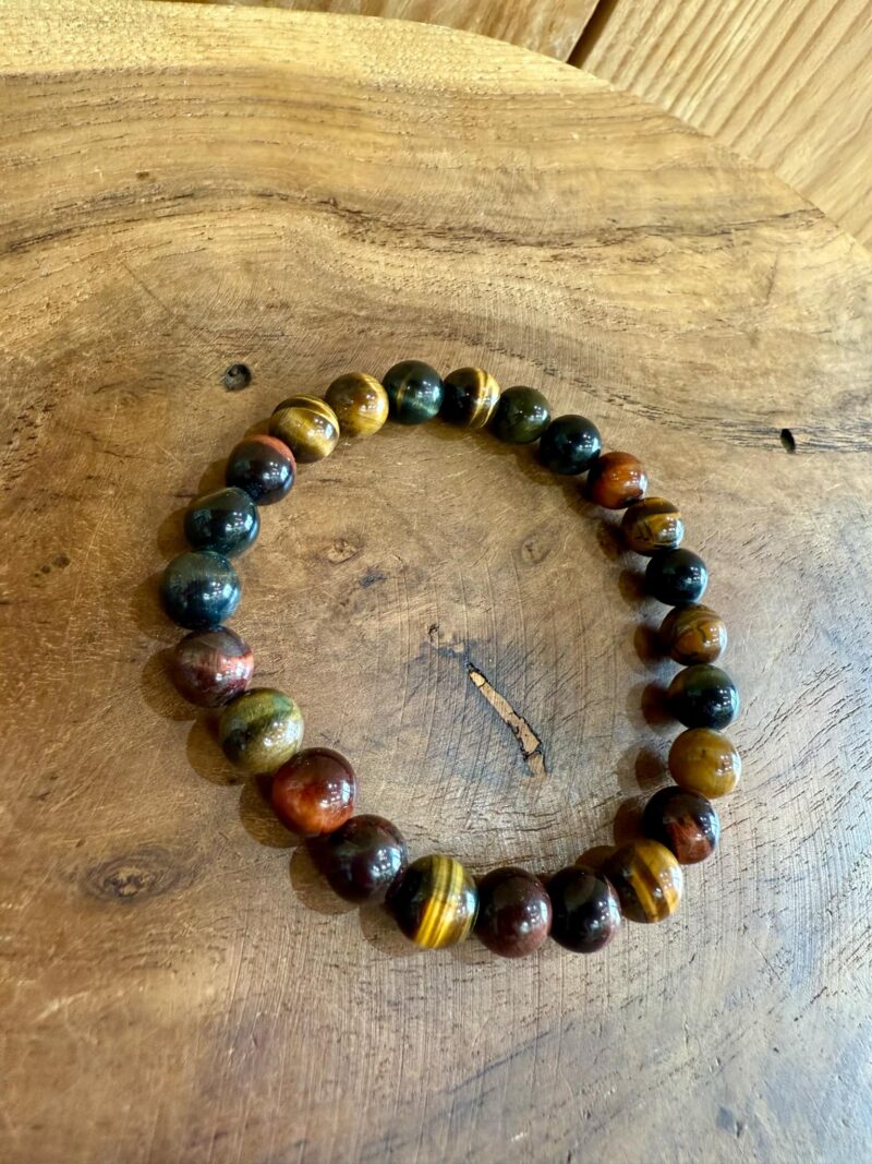 Bracelet « 3 œil » Œil de tigre / Œil de taureau / Œil de faucon 8mm