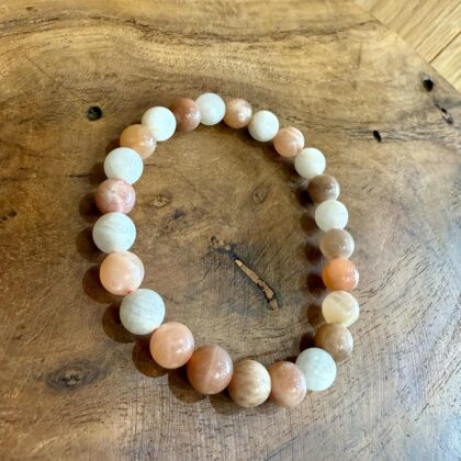 Bracelet en Pierre de lune rose et blanche 8mm