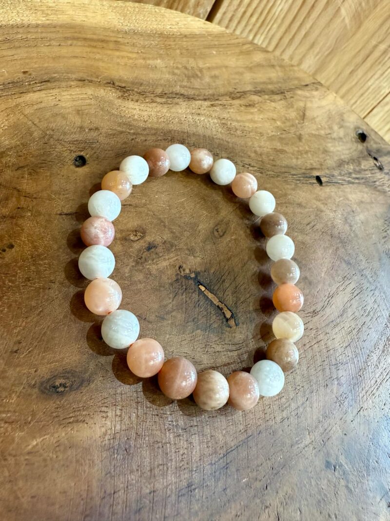 Bracelet en Pierre de lune rose et blanche 8mm